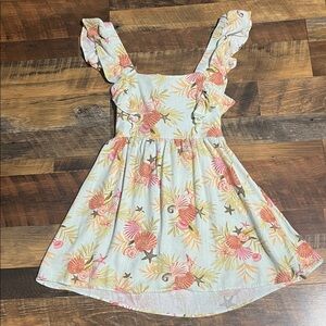 Roxy' Coral Shell Print Ruffle Strap Dress (s)